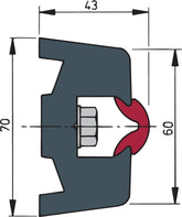 VETUS Vinyl rubbing strake, dark grey, TRAP 70 x 43 mm, coil of 30 m, (price per m) TRAP7043L